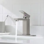 Brushed Nickel Square Basin Mixer Tap