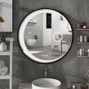 Round LED Mirror with Arc Black Frame