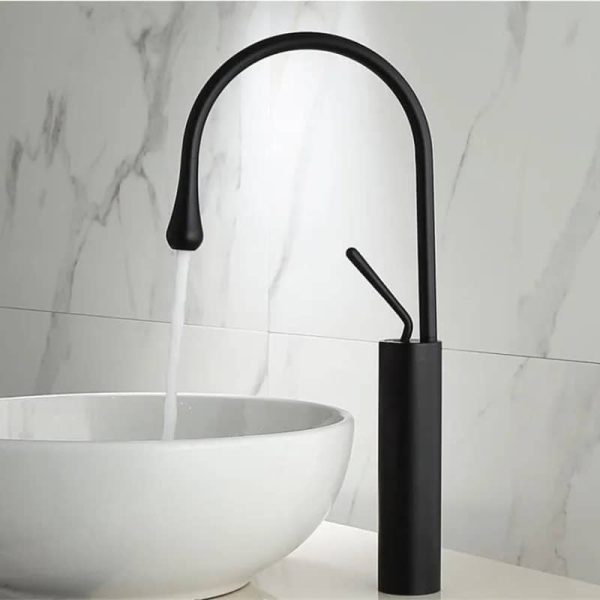 Modern Black 360-Degree Rotation High Base Basin/Sink Mixer