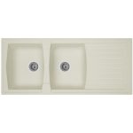 Off-White Double Bowl Single Tray Acrylic Sink - Model KS-AC15